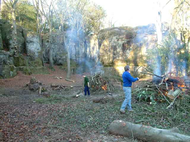 Bob Moulton and Steve Jackson feeding the fires